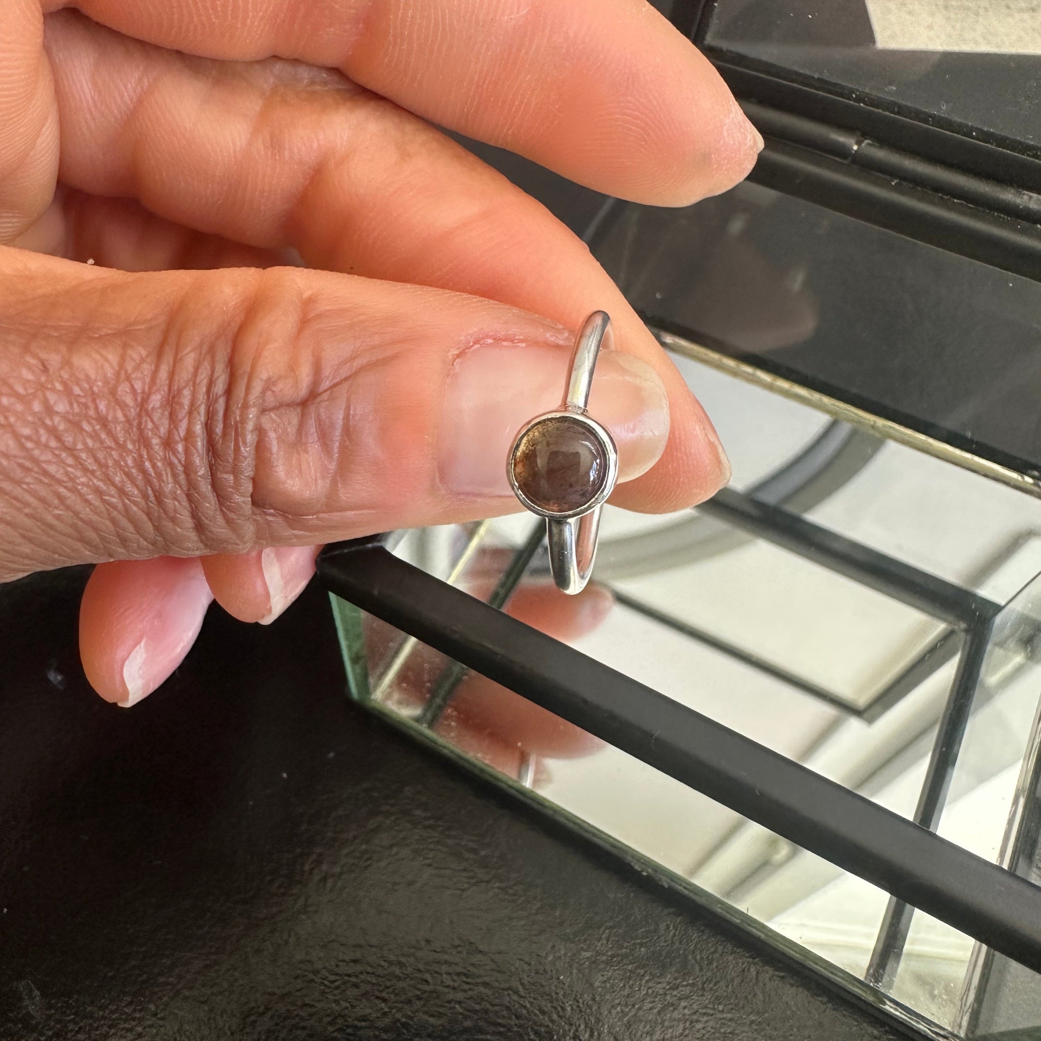 "Bague Dunya agate indienne - sertis clos argent 925 artisanal français"