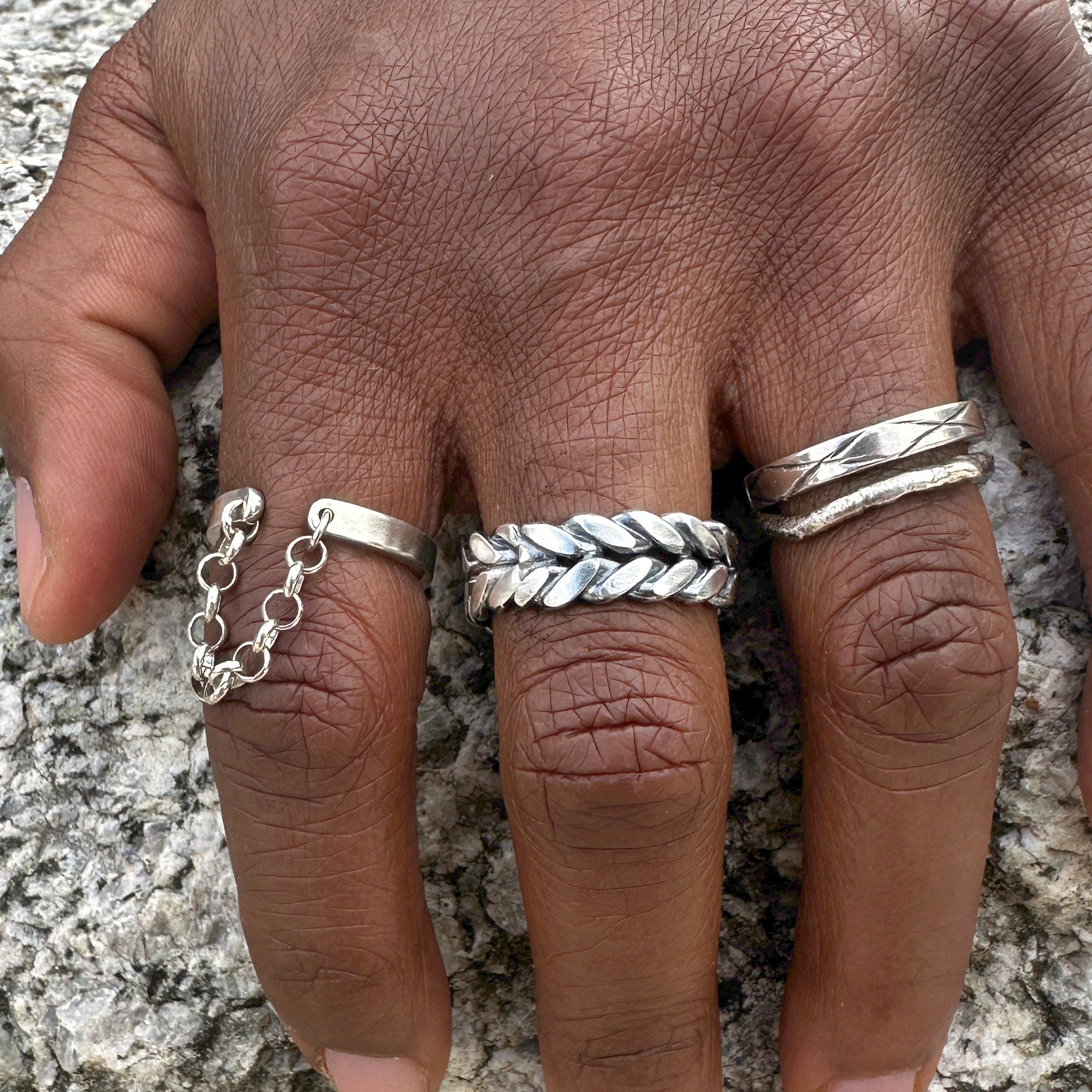 "Collection bagues artisanales EMIKemi - bague Nia réticulation oxydée"