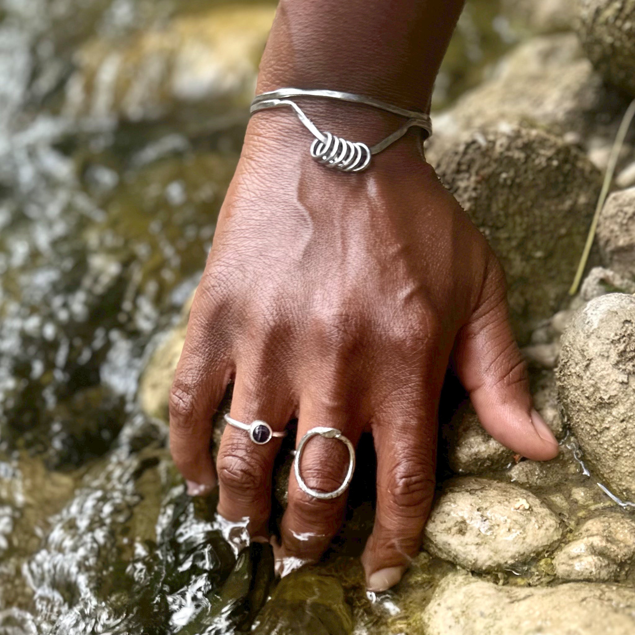 Bracelet en argent avec 6 anneax